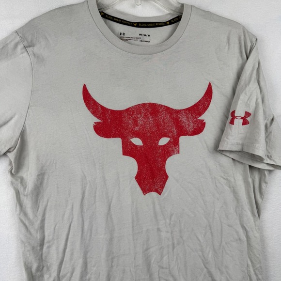 Under Armour Project Rock T Shirt Mens MD Medium Red Bull Short Sleeve - Picture 3 of 8